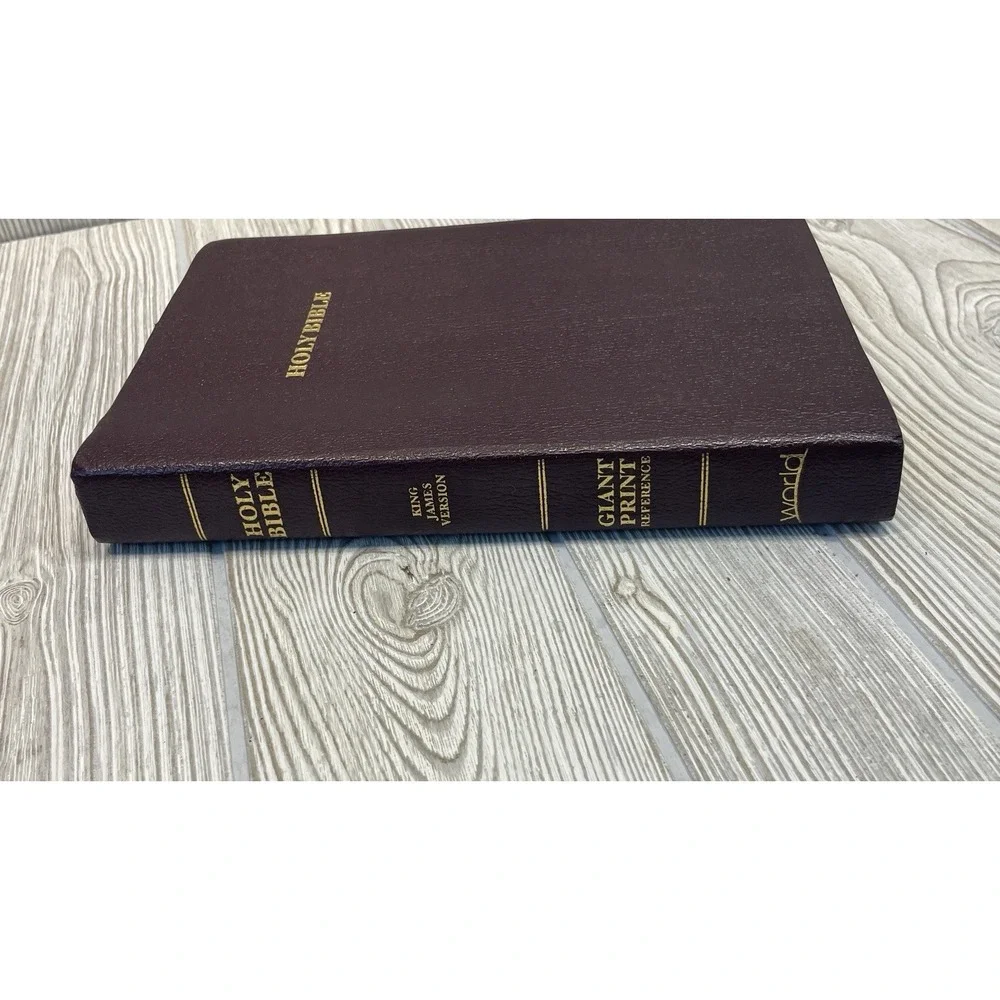 World Holy Bible KJV Giant Print Reference Red Letter Burgundy Bonded Leather